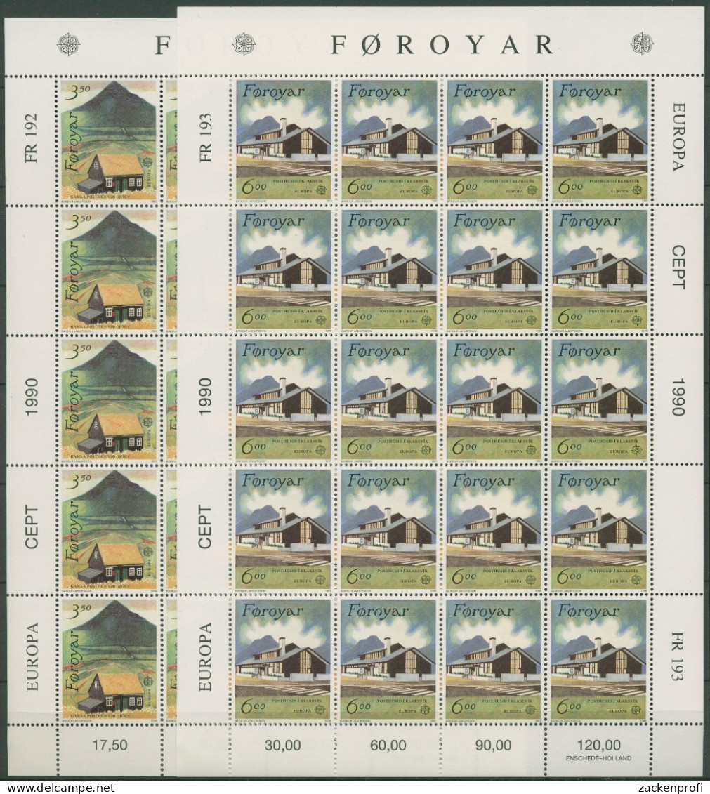 Färöer 1990 Europa CEPT Postämter 198/99 Bogen Postfrisch (SG96585) - Faroe Islands