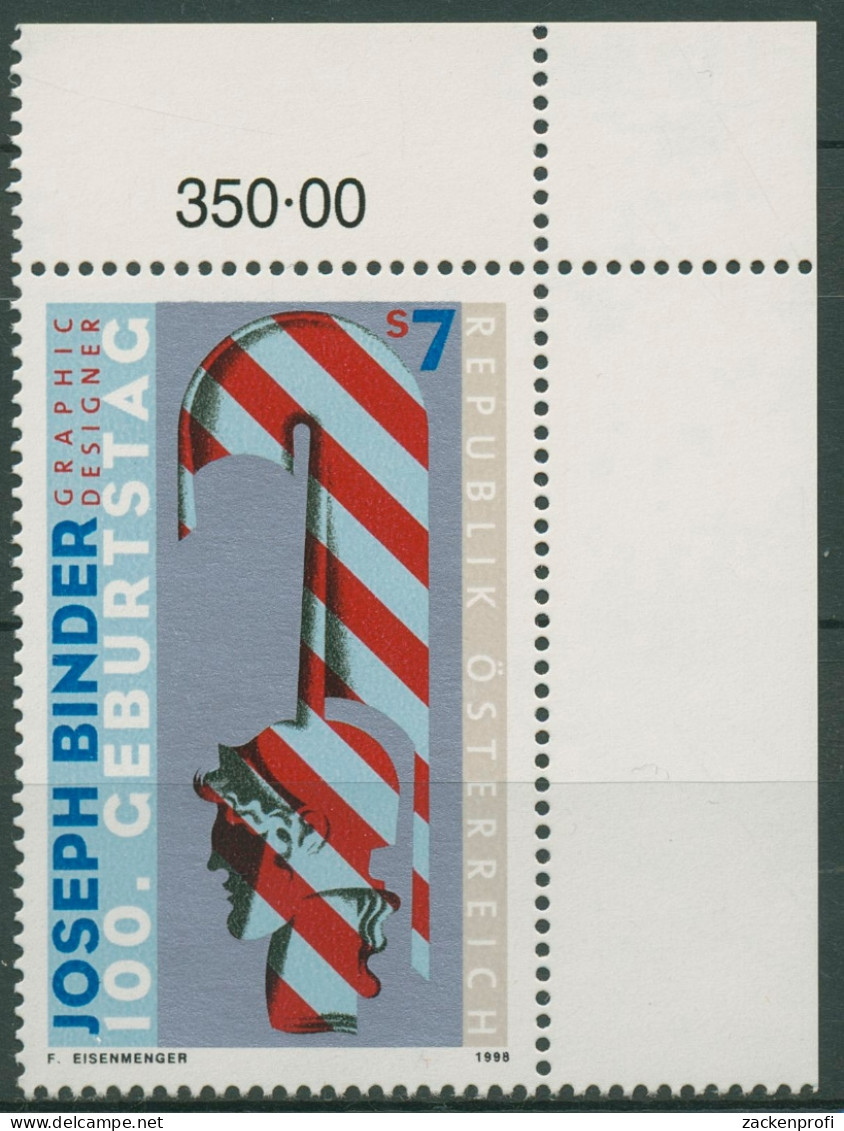 Österreich 1998 Graphiker Joseph Binder Plakat 2245 Ecke Postfrisch - Ungebraucht