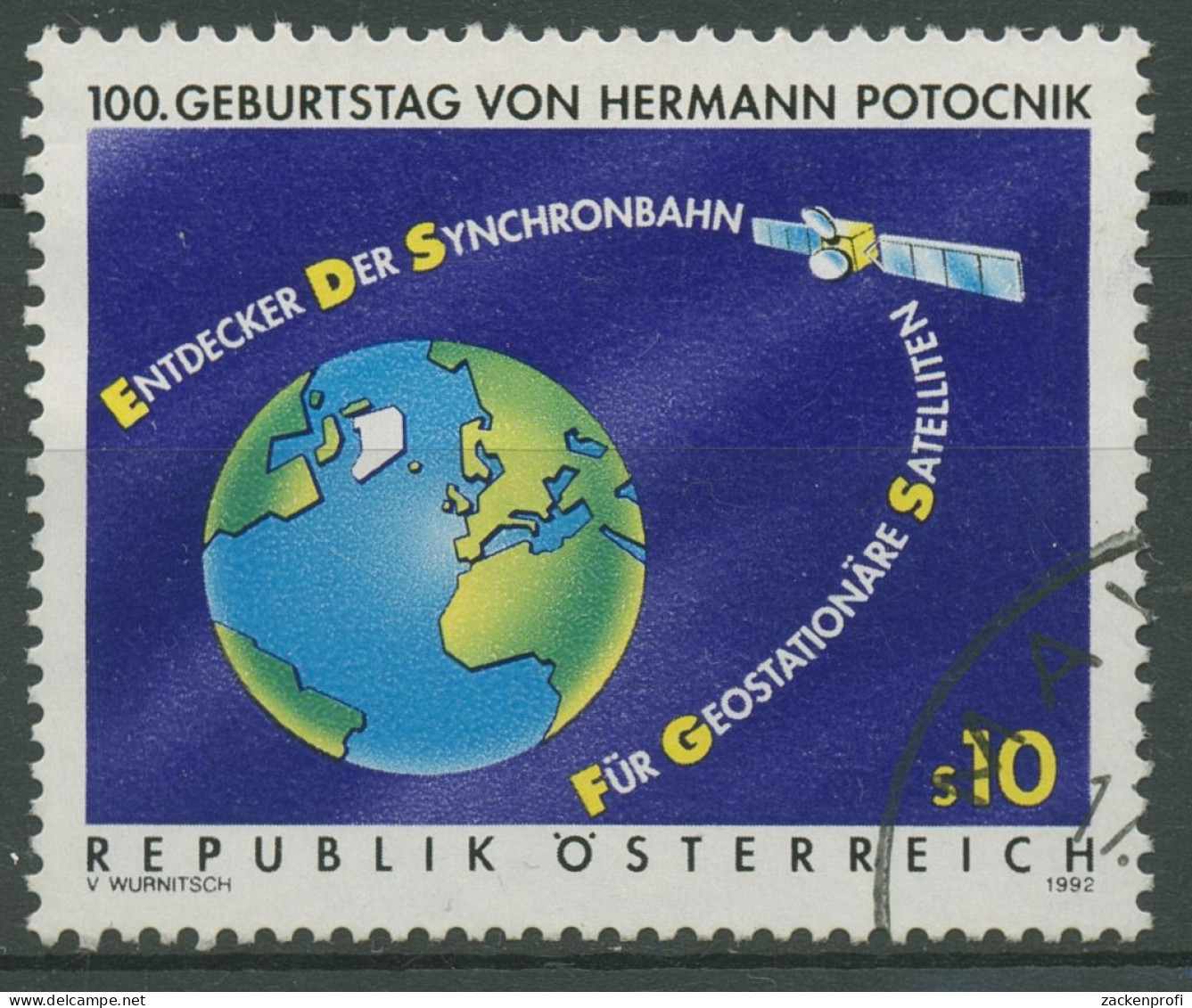 Österreich 1992 Raumfahrt Satellit Hermann Potocnik 2082 Gestempelt - Gebraucht