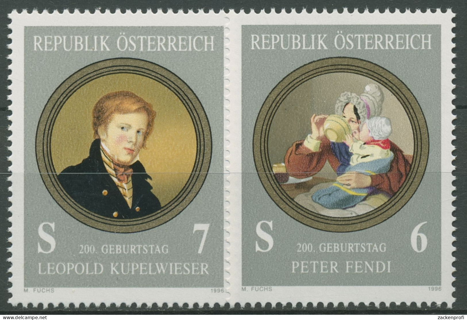 Österreich 1996 Maler Peter Fendi Leopold Kupelwieser 2181/82 Postfrisch - Unused Stamps