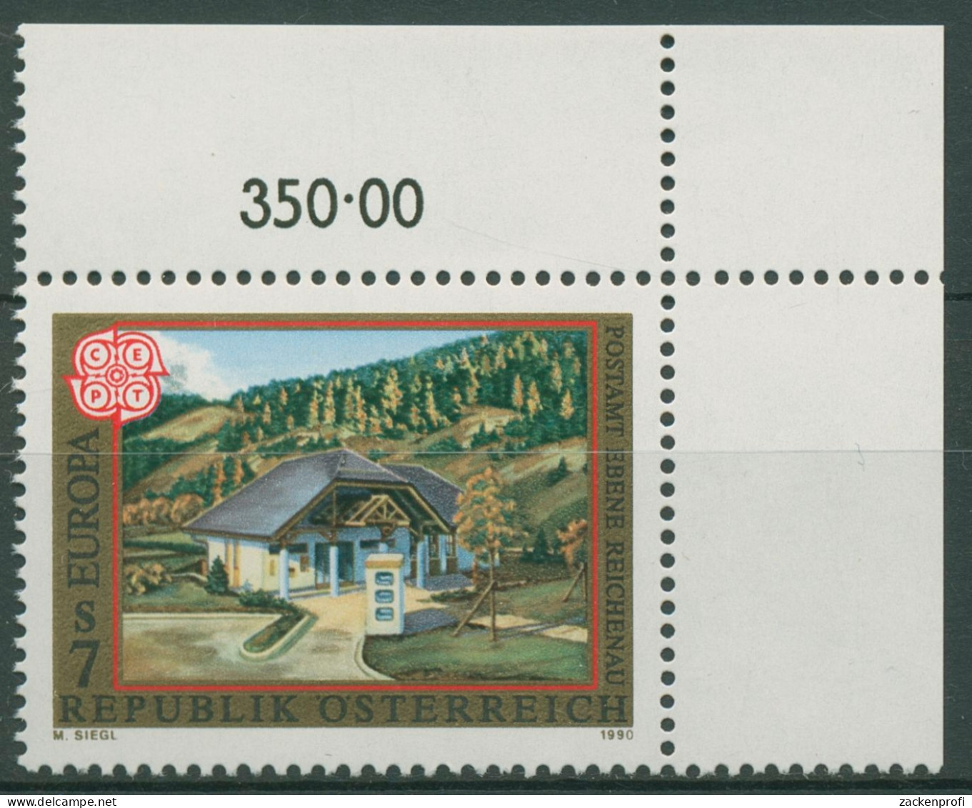 Österreich 1990 Europa CEPT Postämter Postamt Reichenau 1989 Ecke Postfrisch - Neufs