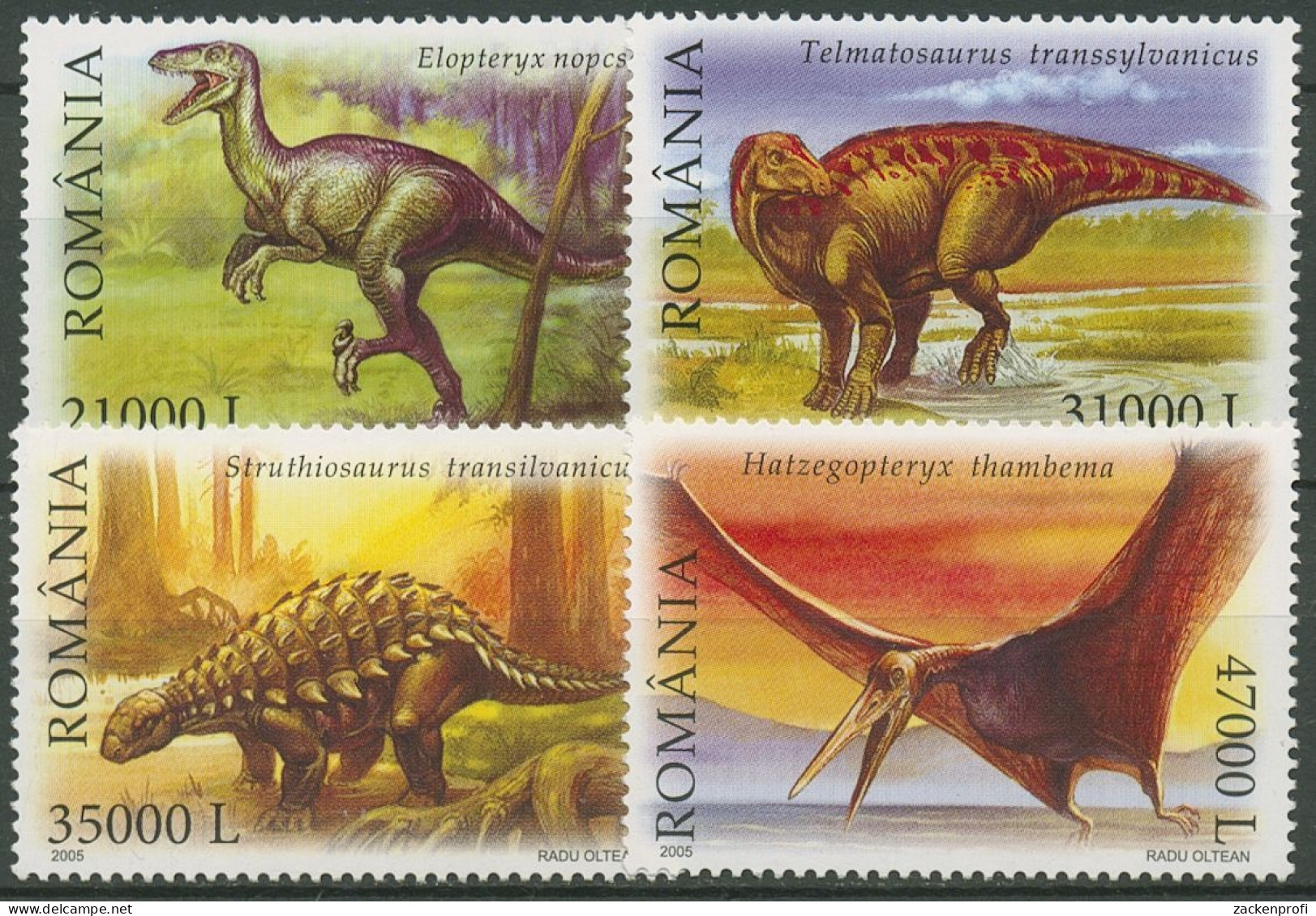 Rumänien 2005 Dinosaurier 5908/11 Postfrisch - Unused Stamps