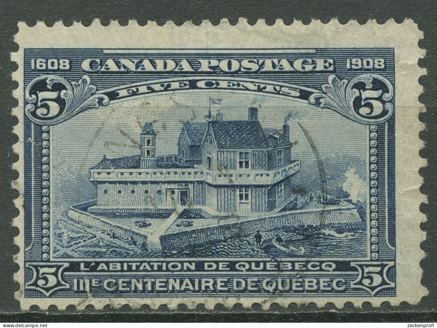 Kanada 1908 300 J. Gründung Quebecs Champlains Haus 87 Gestempelt, Kleine Fehler - Gebruikt