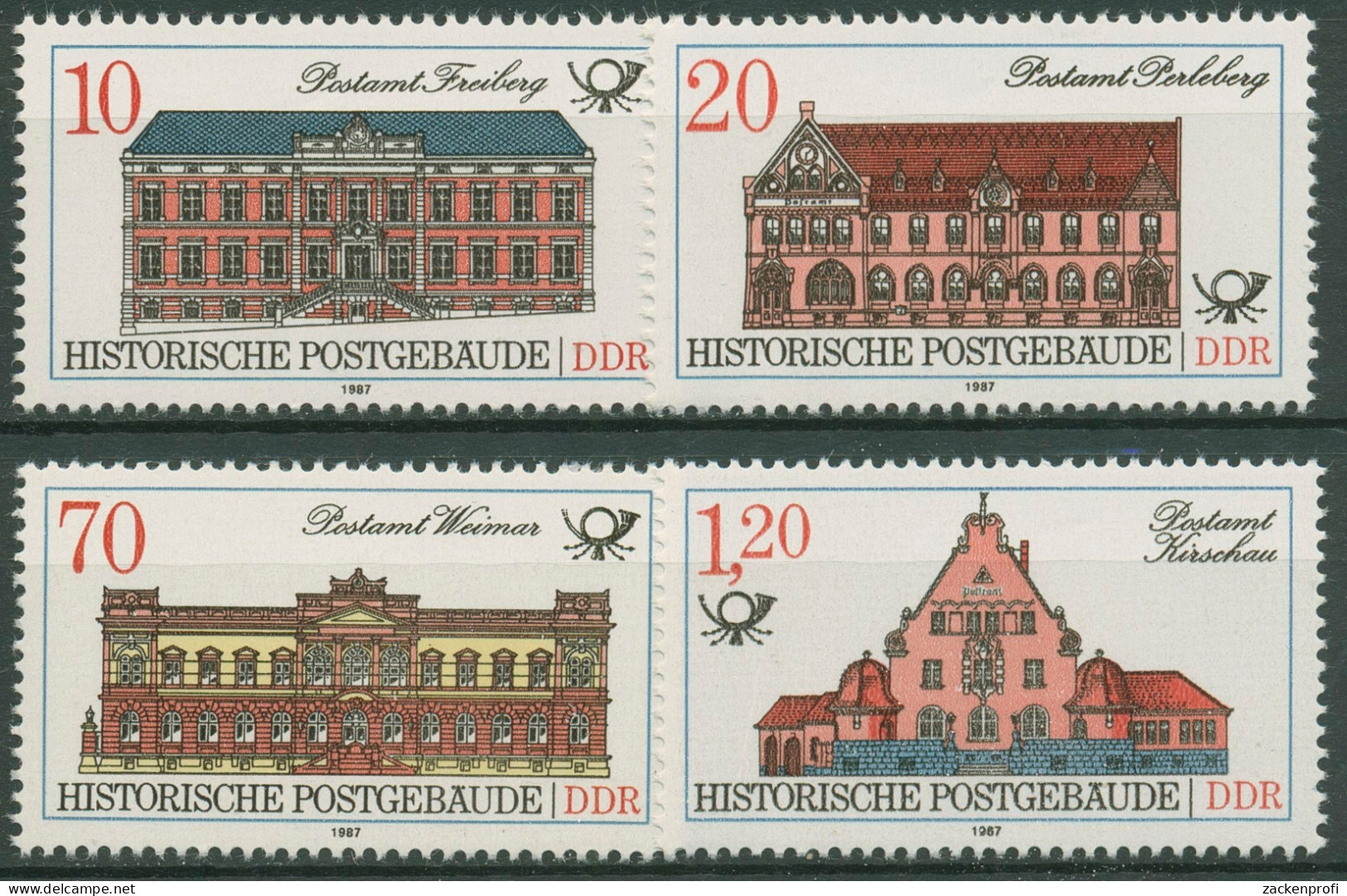 DDR 1987 Bauwerke Postämter 3067/70 Postfrisch - Nuovi