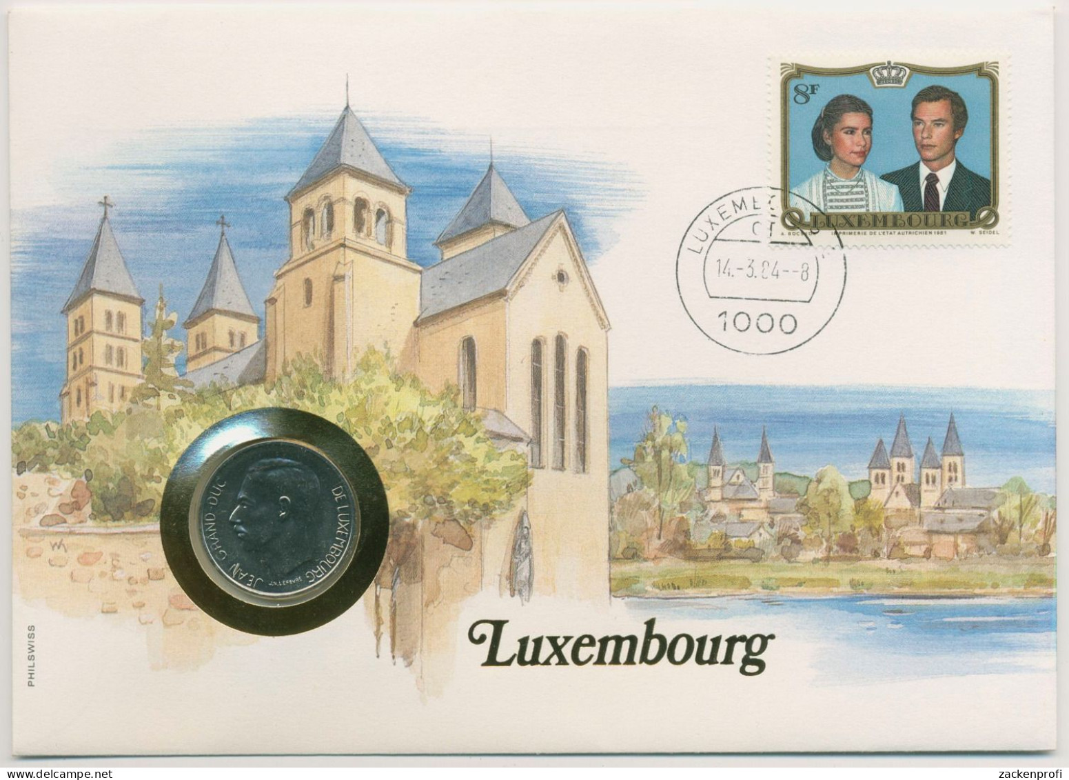 Luxemburg 1984 Kathedrale Numisbrief 10 Francs (N161) - Luxembourg