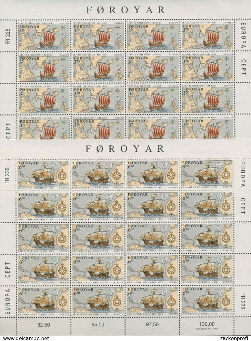 Färöer 1992 Europa CEPT Entdeckung Amerikas 231/32 Bogen Postfrisch (SG96586) - Faroe Islands