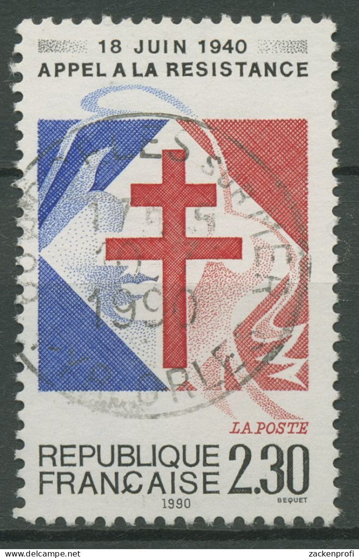 Frankreich 1990 Appell Vom 18. Juni 1940 Lothringer Kreuz 2789 Gestempelt - Gebruikt