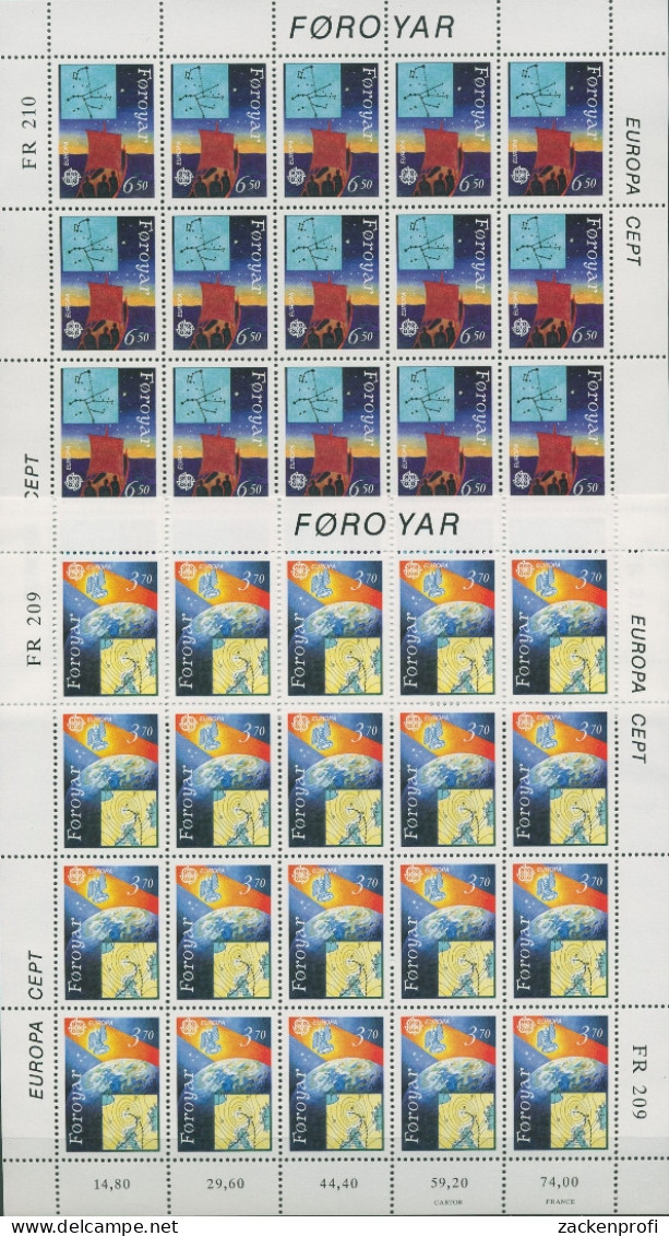 Färöer 1991 Europa CEPT Weltraumfahrt 215/16 Bogen Postfrisch (SG96588) - Faeroër