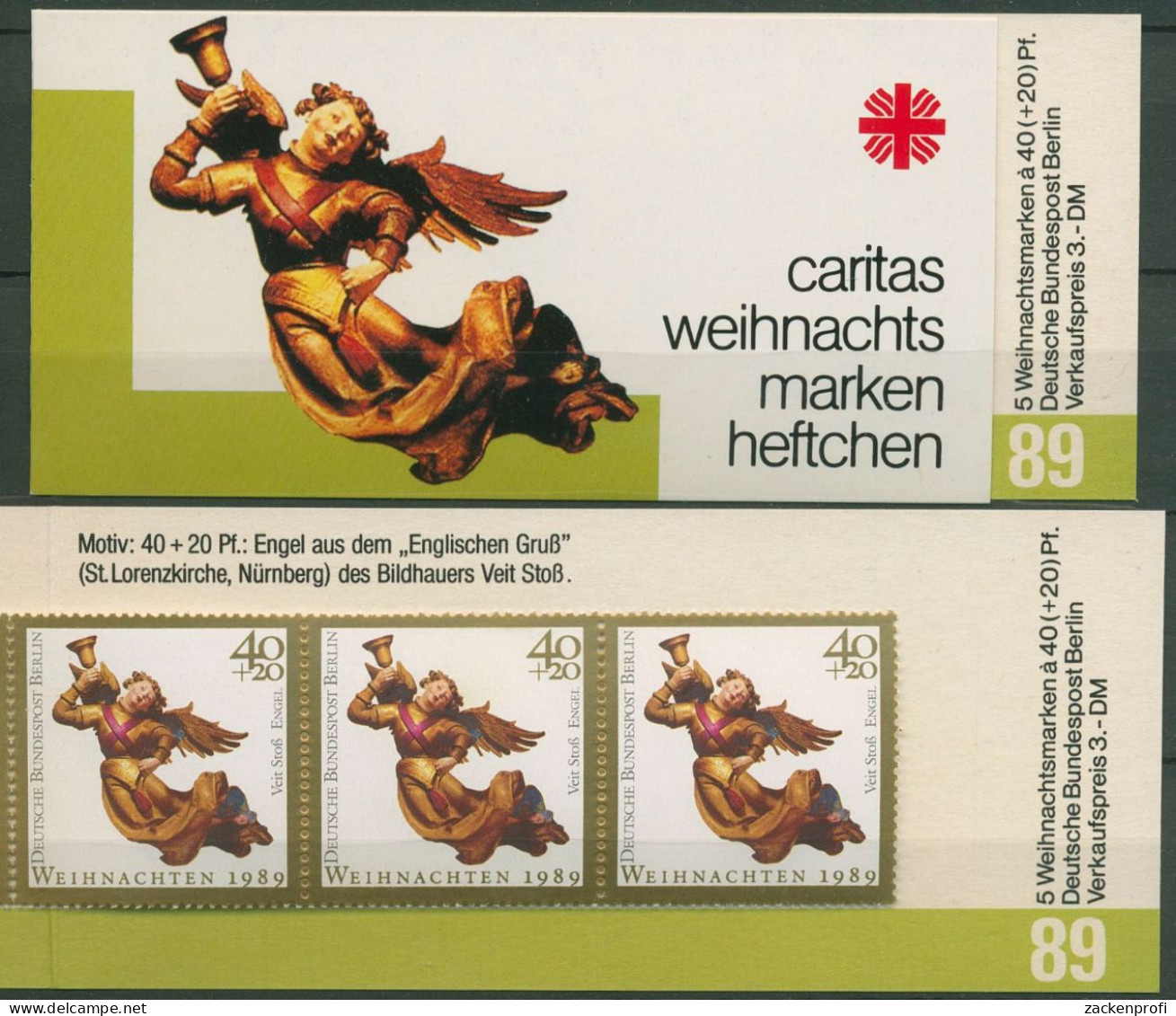 Berlin Caritas 1989 Weihnachten Markenheftchen (858) MH W 7 Postfrisch (C60249) - Carnets