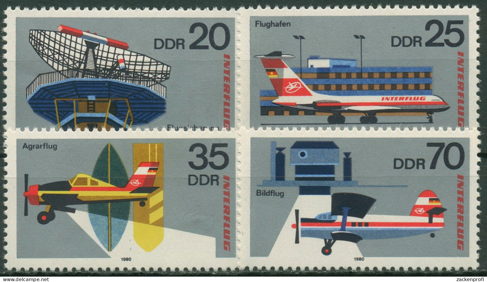 DDR 1980 AEROSOZPHILEX Interflug Flugzeuge 2516/19 Postfrisch - Ungebraucht