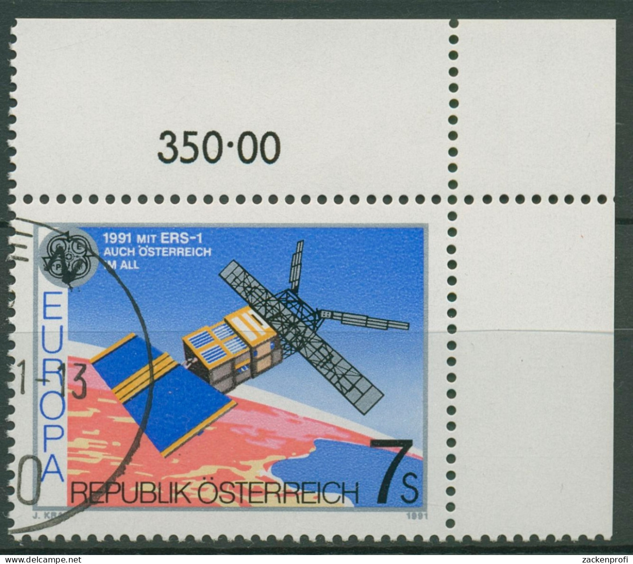 Österreich 1991 Europa CEPT Weltraumfahrt Satellit 2026 Ecke Gestempelt - Used Stamps
