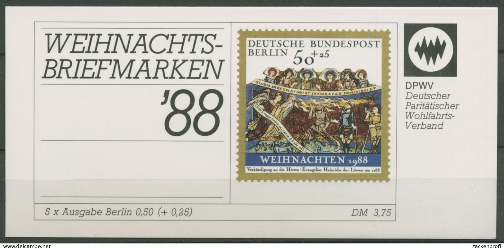 Berlin Der Paritätische DPW 1988 Weihnachten (829) MH W 6 Postfrisch (C60306) - Carnets