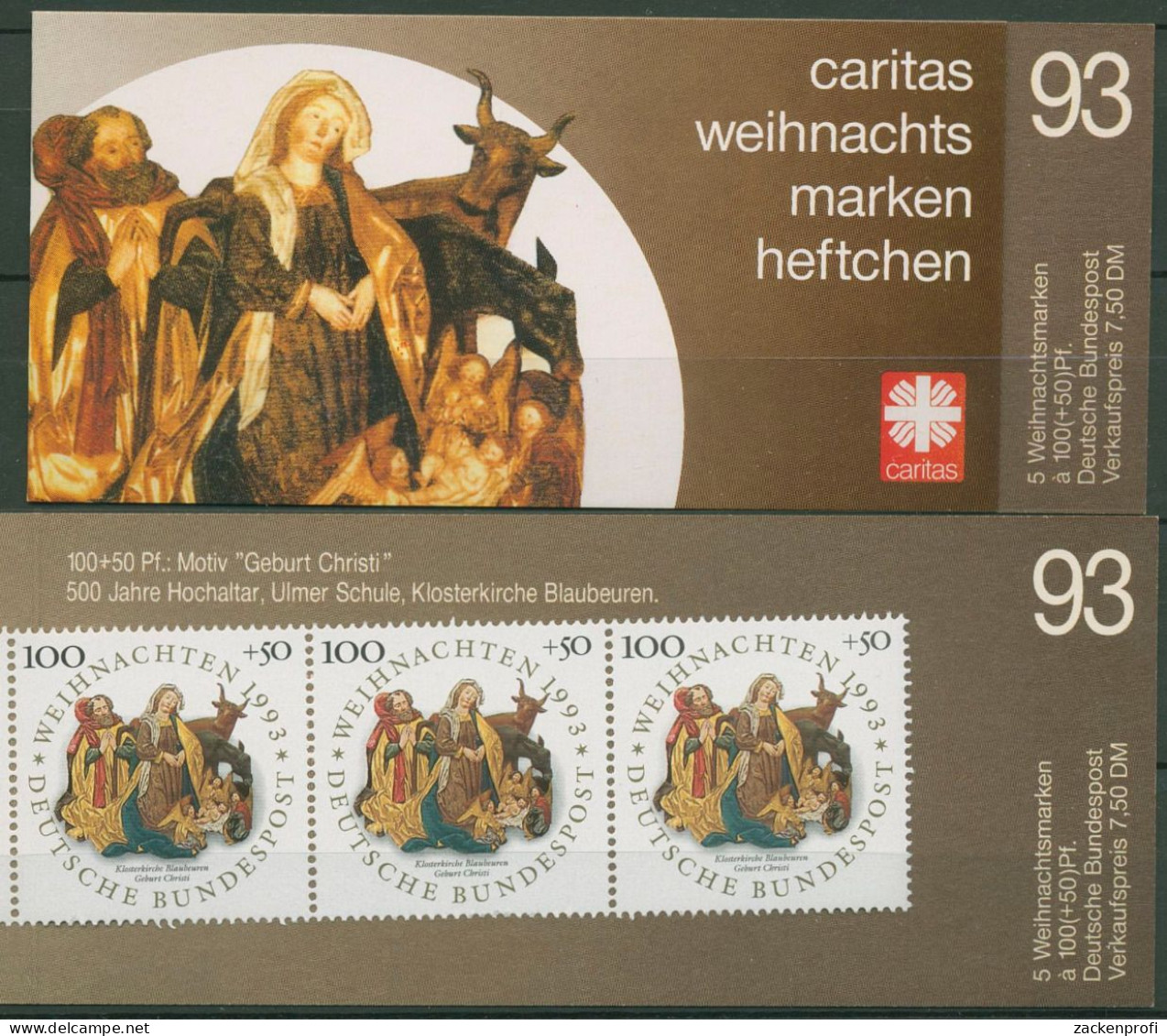 Bund Caritas 1993 Weihnachten Markenheftchen (1708) MH W 15 Postfrisch (C60011) - Sonstige & Ohne Zuordnung