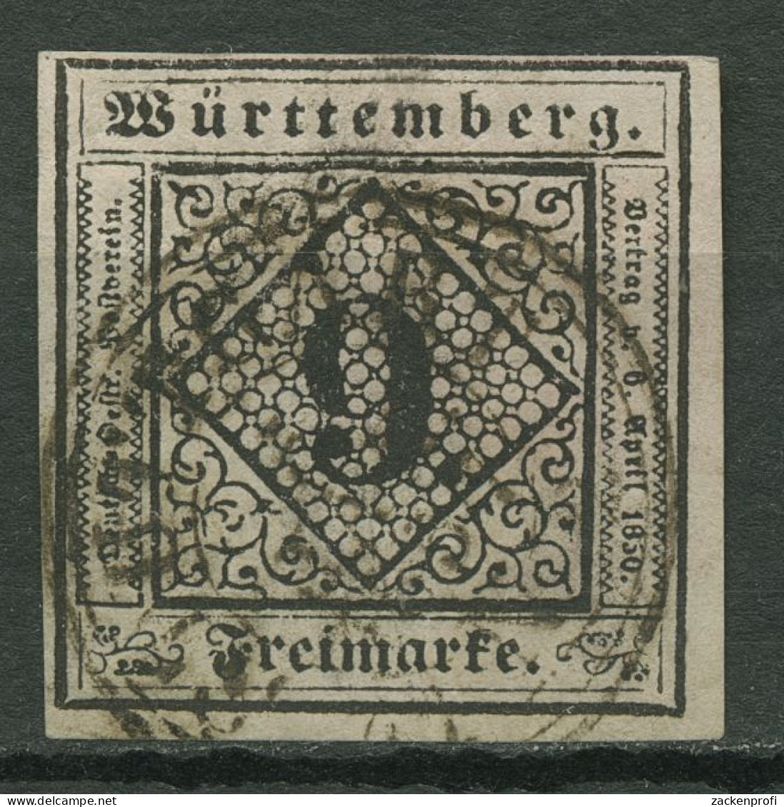 Württemberg 1851 Ziffer In Raute 9 Kreuzer 4 A II Gestempelt - Usados