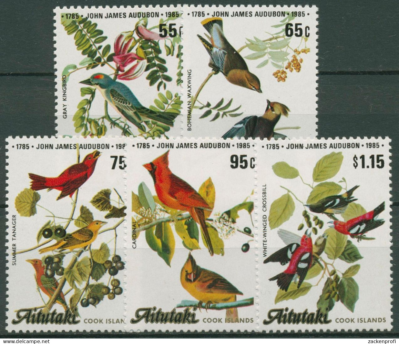 Aitutaki 1985 J.J.Audubon Vögel 554/58 Postfrisch - Aitutaki
