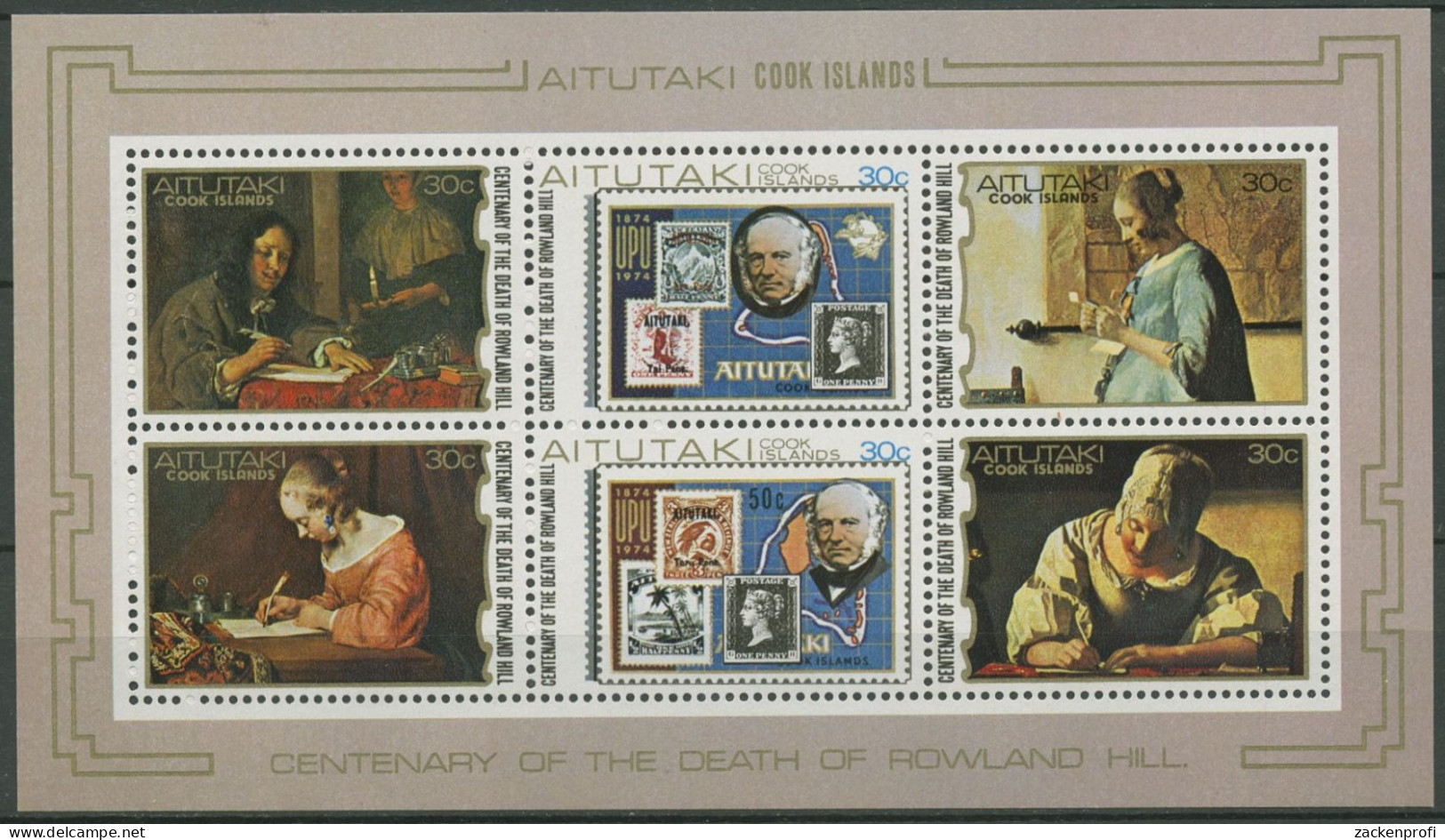 Aitutaki 1979 Postmeister Rowland Hill Gemälde Block 27 Postfrisch (C60504) - Aitutaki