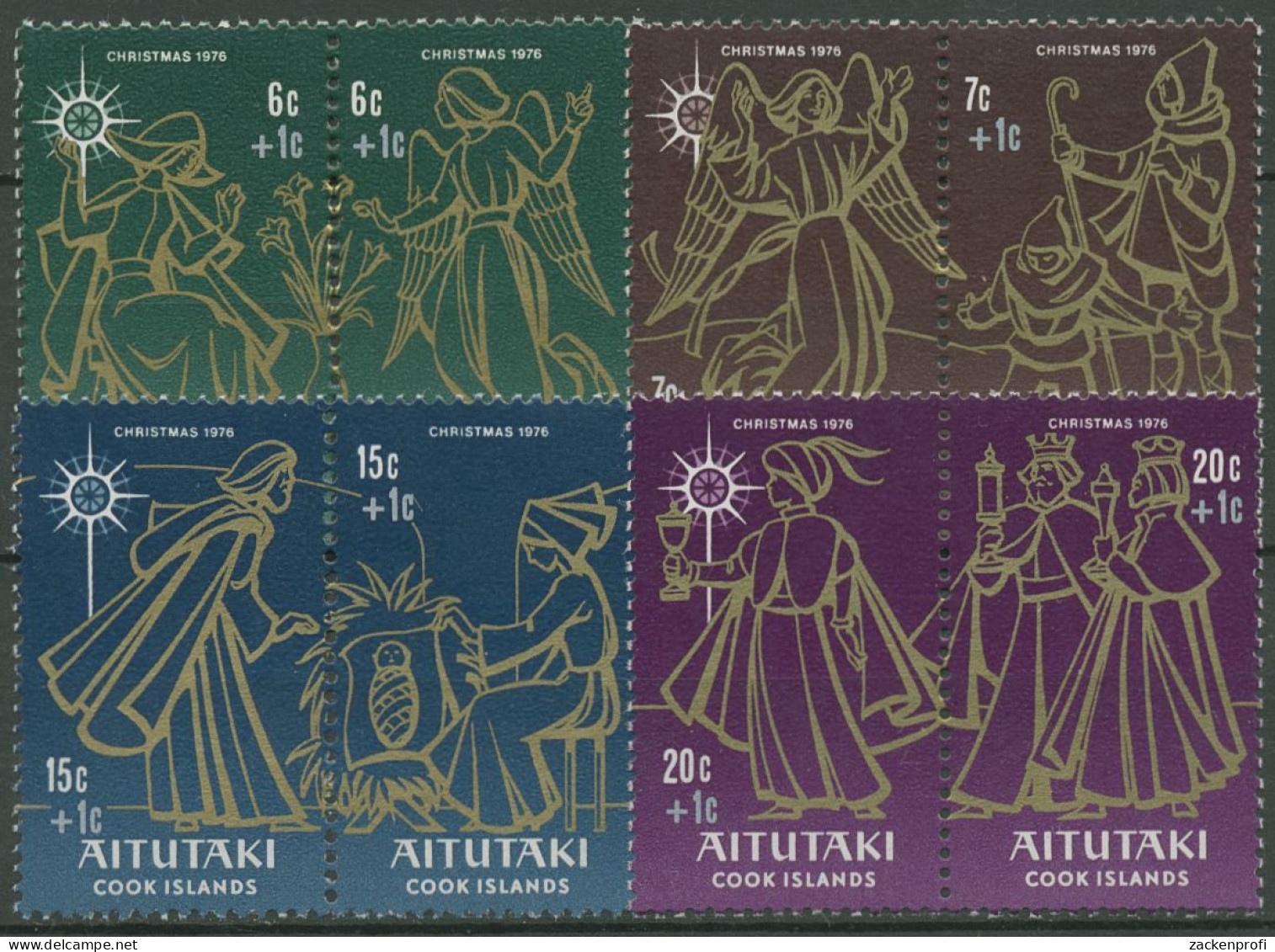 Aitutaki 1976 Weihnachten Weihnachtsgeschichte 231/38 ZD Postfrisch - Cookeilanden