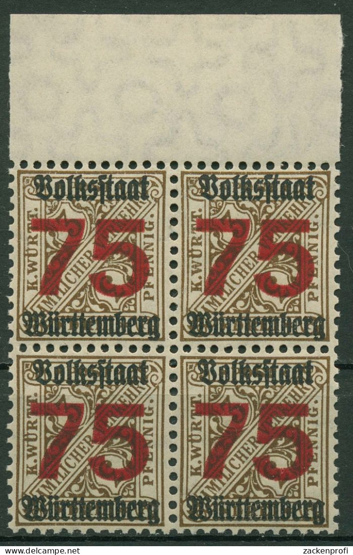 Württemberg Dienstmarken 1919 Mit Aufdruck 271 X 4er-Block OR Postfrisch - Postfris