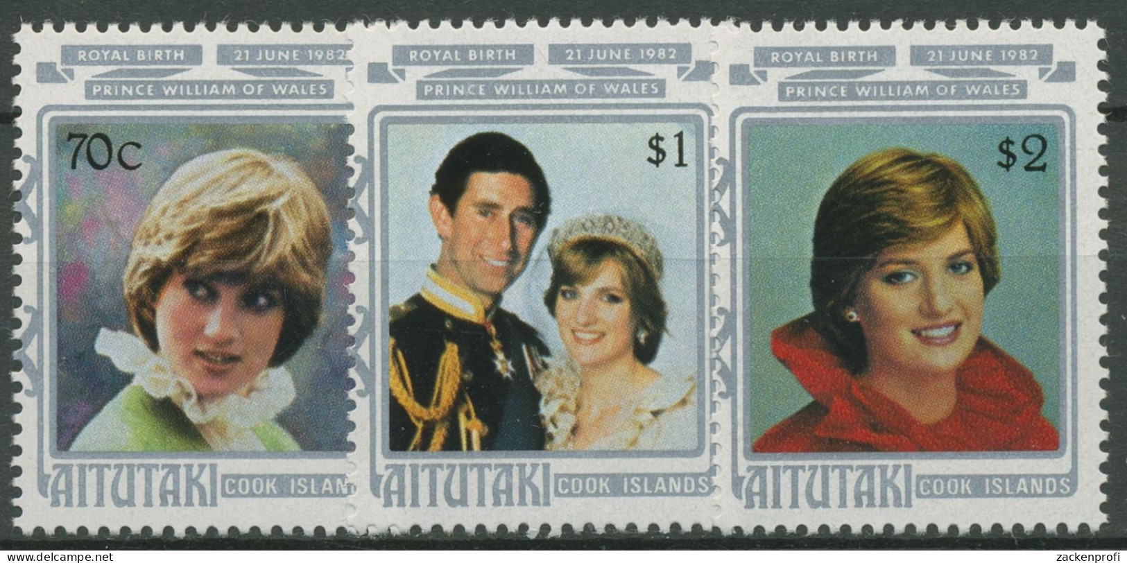 Aitutaki 1982 Prinz Charles Lady Diana Geburt V. Prinz William 445/47 Postfrisch - Aitutaki