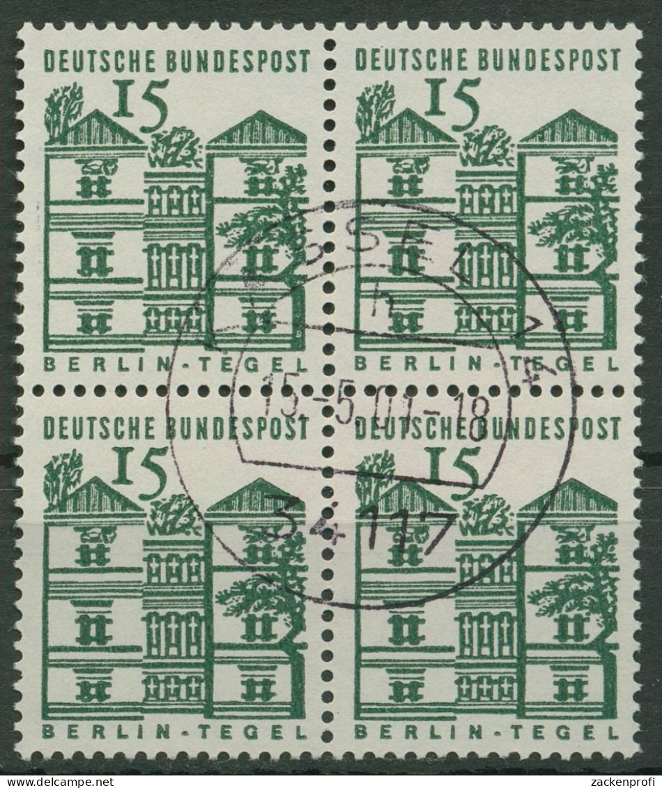 Bund 1964/65 Bauwerke Klein, Berlin Tegel 455 A 4er-Block Gestempelt - Gebraucht