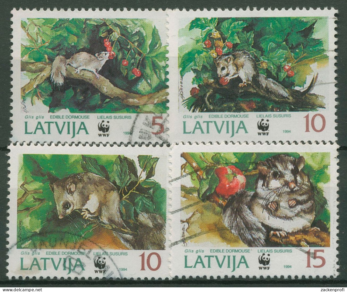 Lettland 1994 WWF Tierschutz Tiere Siebenschläfer 378/81 Gestempelt - Lettland