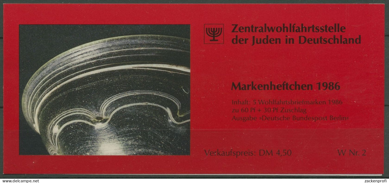 Berlin ZWST Juden 1986 Gläser Markenheftchen (766) MH 2 Postfrisch (C60253) - Carnets