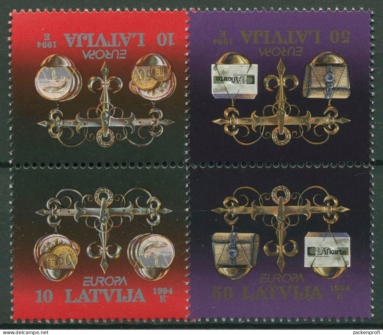 Lettland 1994 Europa CEPT Erfindungen Waage 376/77 Kehrdruckpaar Postfrisch - Letland
