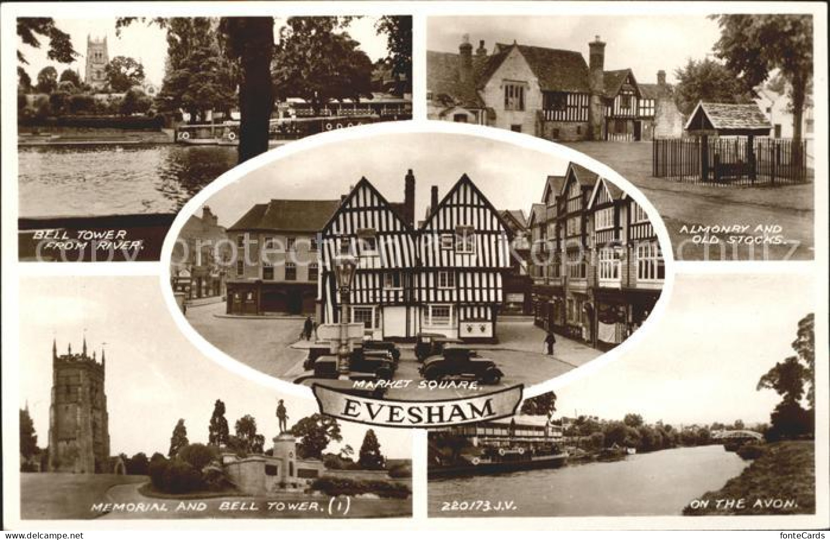 11732701 Evesham Wychavon Bell Tower Almonry And Old Stocks Market Square Memori - Andere & Zonder Classificatie