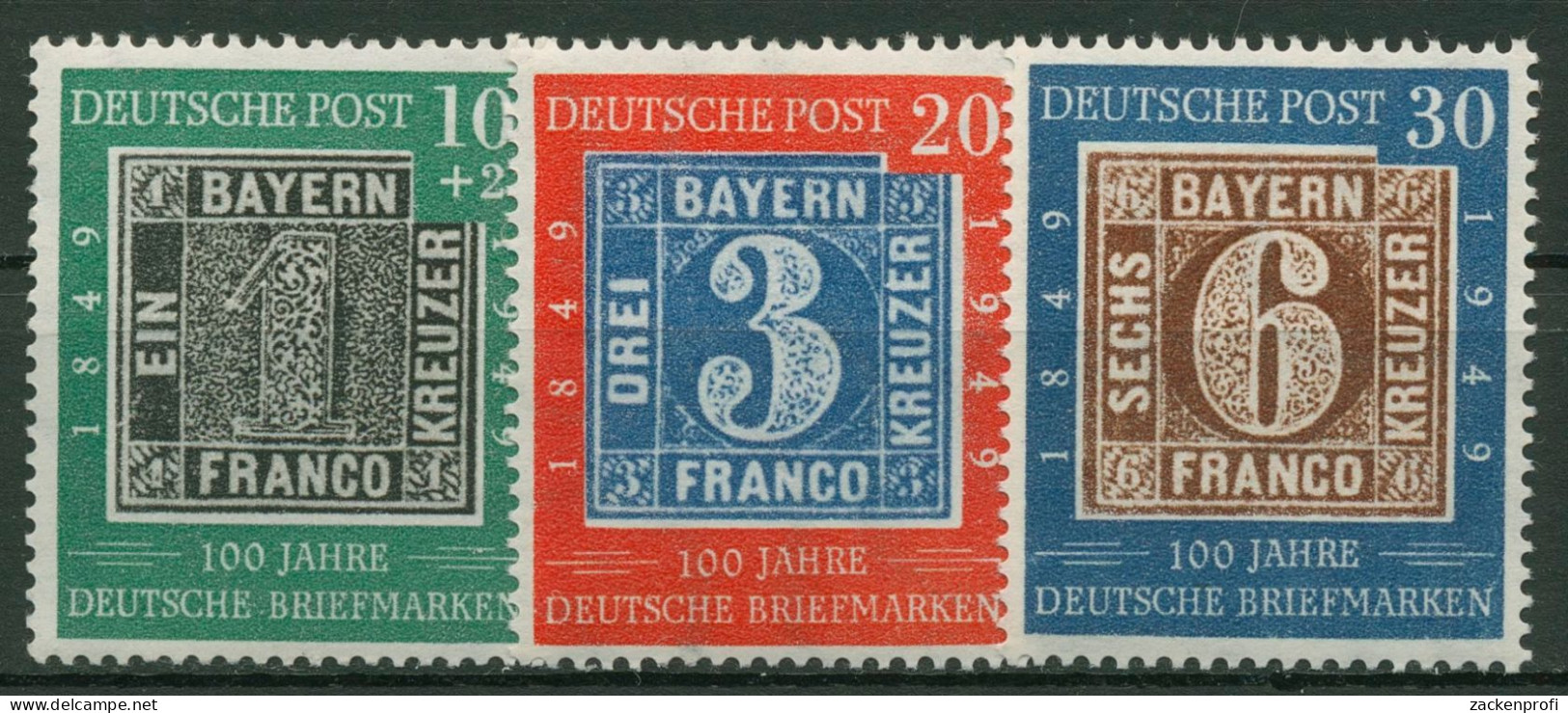 Bund 1949 100 Jahre Deutsche Briefmarken 113/15 Postfrisch - Ungebraucht