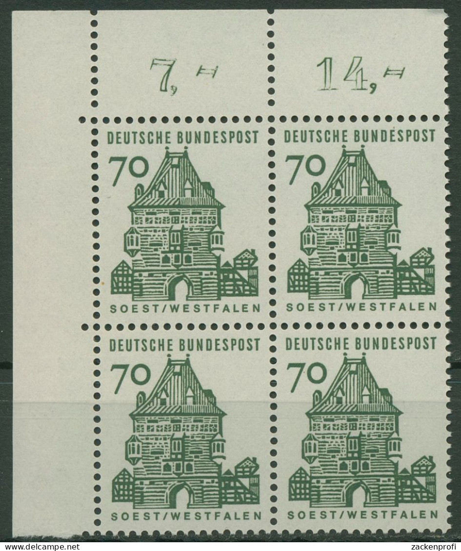 Bund 1964/65 Bauwerke Klein, Soest Westfalen 460 4er-Block Ecke 1 Postfrisch - Neufs