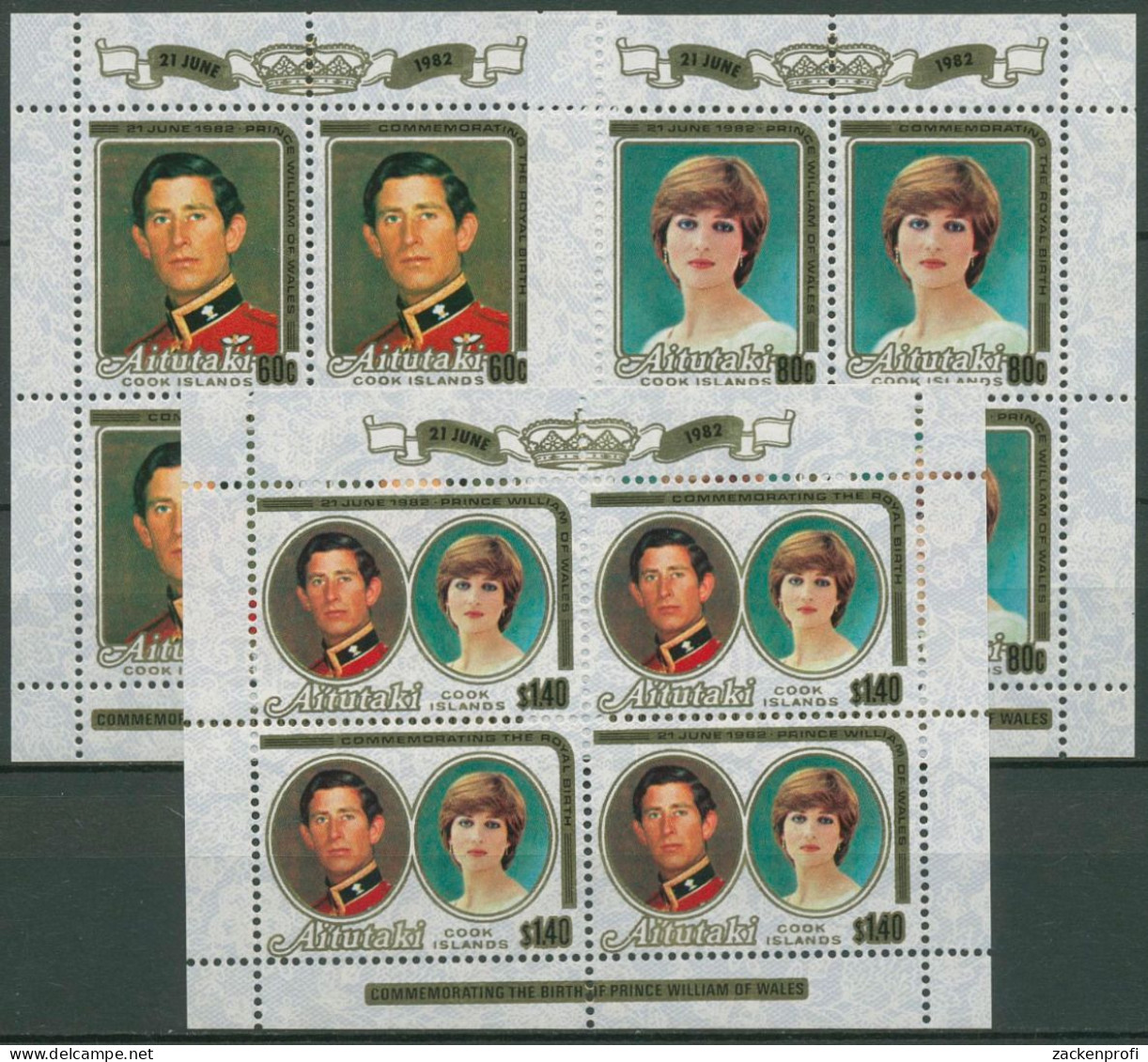 Aitutaki 1982 Prinz Charles Lady Diana Prinz William 439/44 K Postfrisch(C60525) - Aitutaki