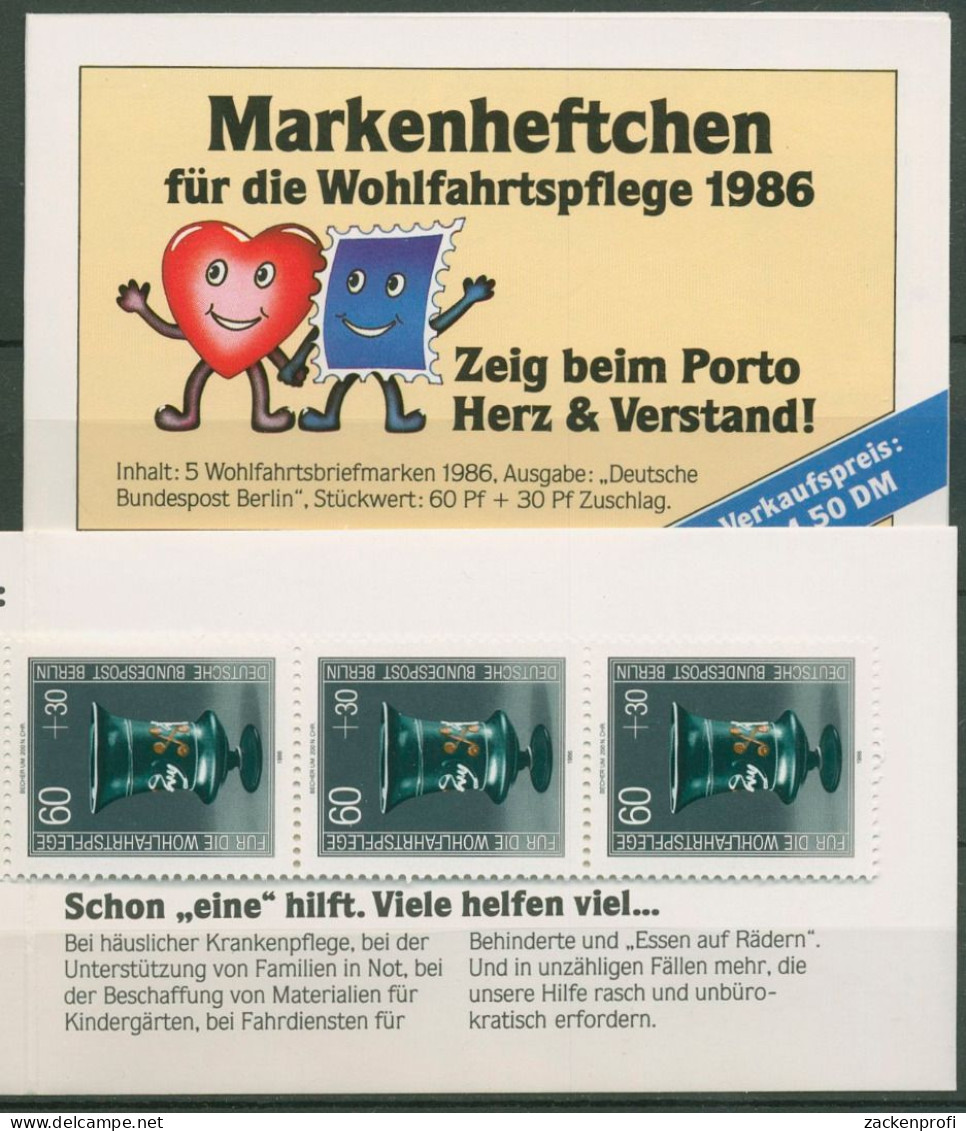 Berlin Freie Wohlfahrtspflege 1986 Markenheftchen (766) MH 4 Postfrisch (C60292) - Markenheftchen