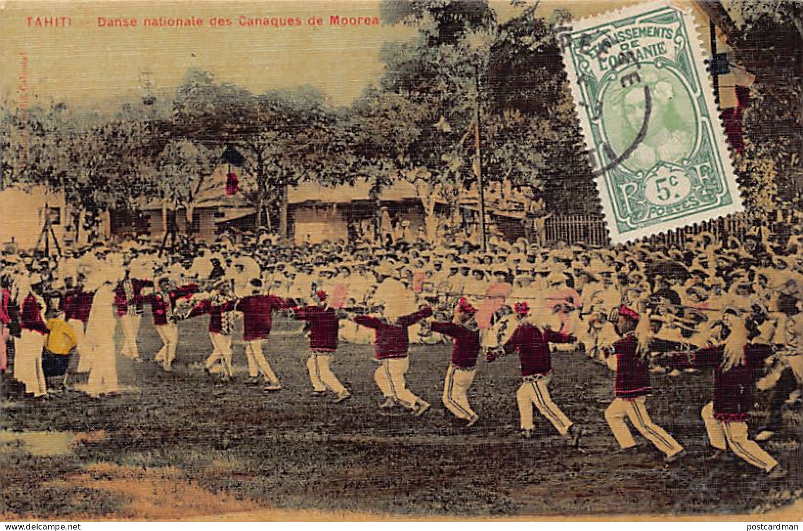 Polynésie - TAHITI - Danse Nationale Des Canaques De Moorea - Ed. Marché ColonialCarte Couleur Toilée - Polynésie Française