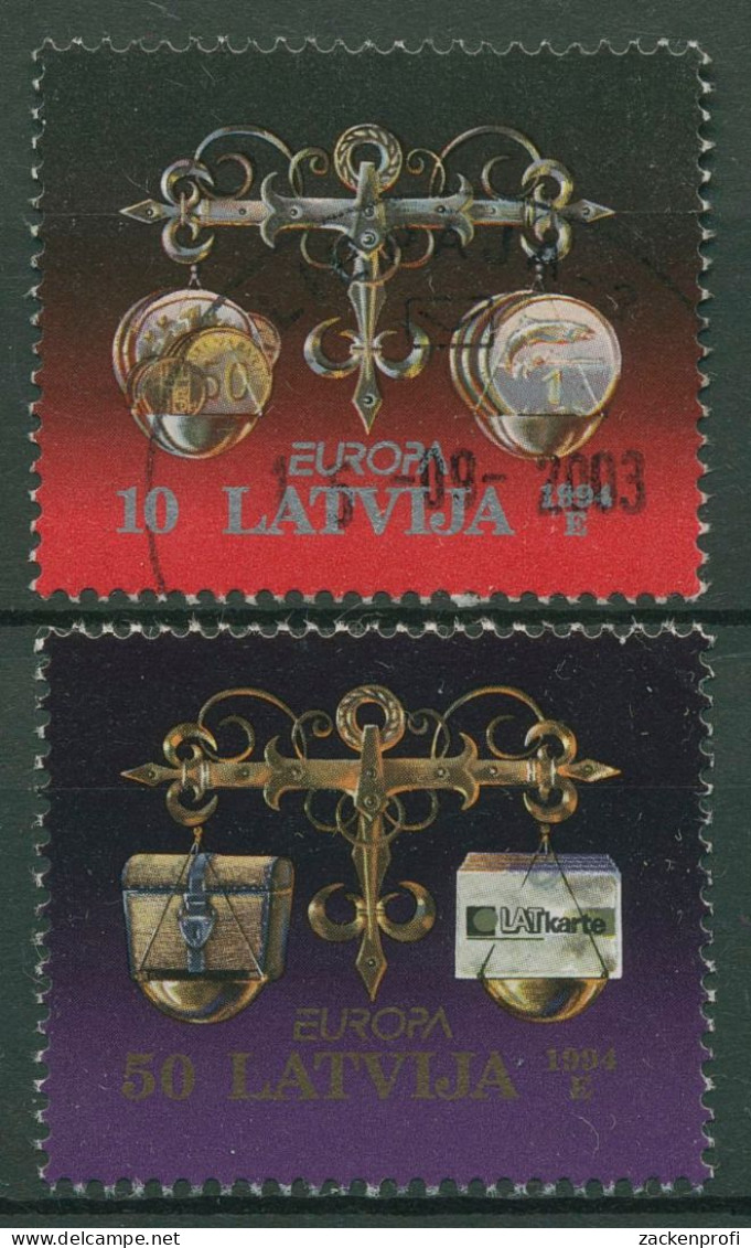 Lettland 1994 Europa CEPT Entdeckungen Erfindungen Waage 376/77 Gestempelt - Lettland