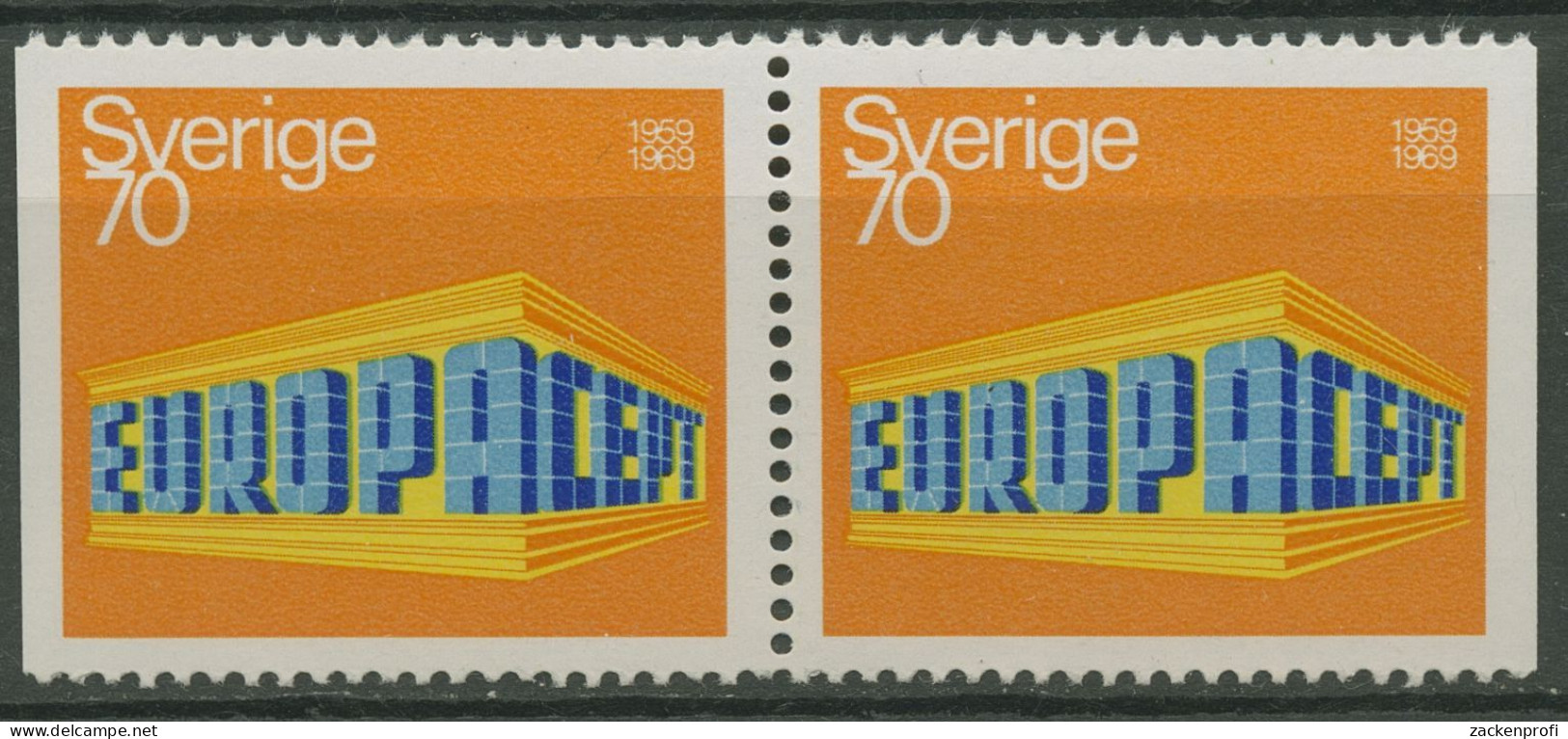 Schweden 1969 Europa CEPT Tempel 634 Dl/Dr Paar Postfrisch - Unused Stamps