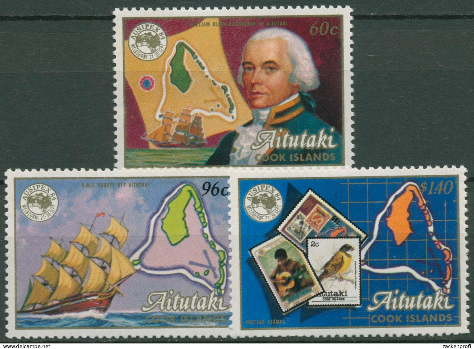 Aitutaki 1984 AUSIPEX Seefahrer William Bligh 537/39 Postfrisch - Aitutaki