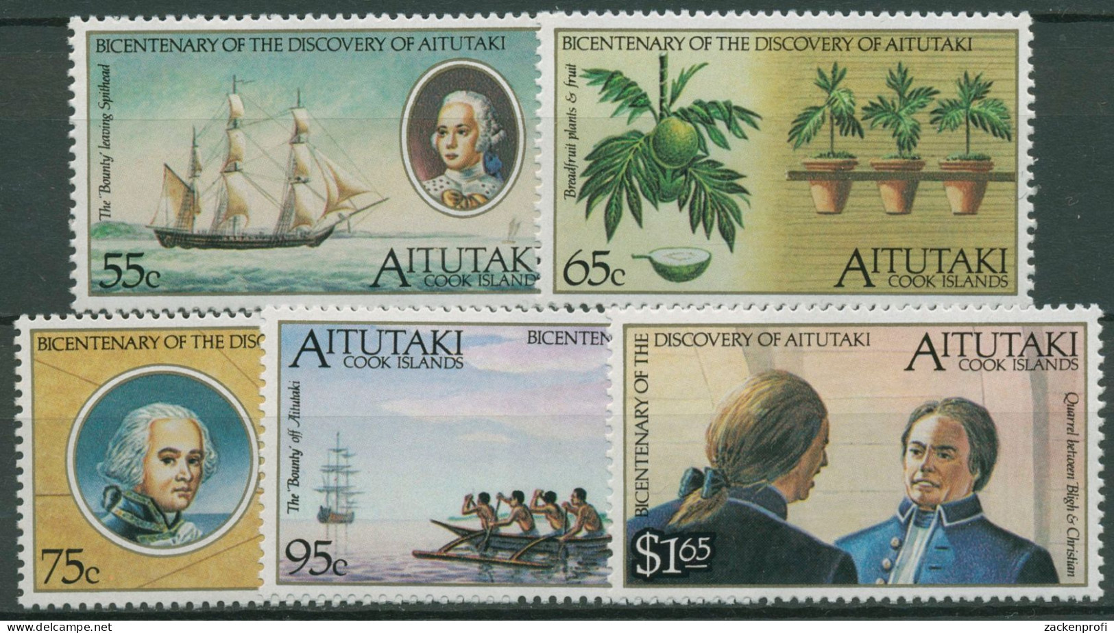 Aitutaki 1989 Entdeckung Von Aitutaki Durch Kapitän Bligh 648/52 Postfrisch - Aitutaki