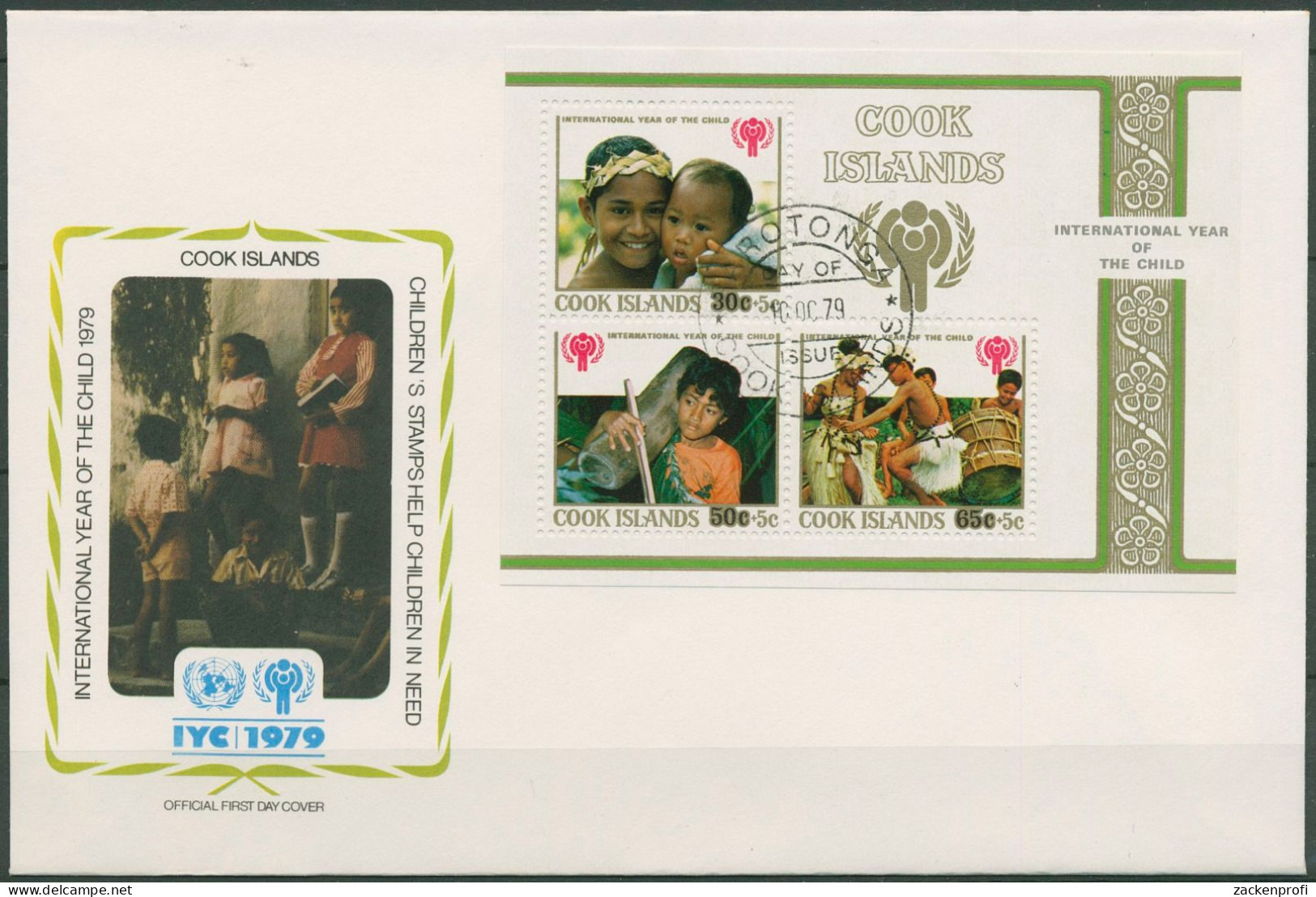 Cook-Inseln 1979 Jahr Des Kindes Tanzen Trommel Block 91 FDC (X60535) - Islas Cook