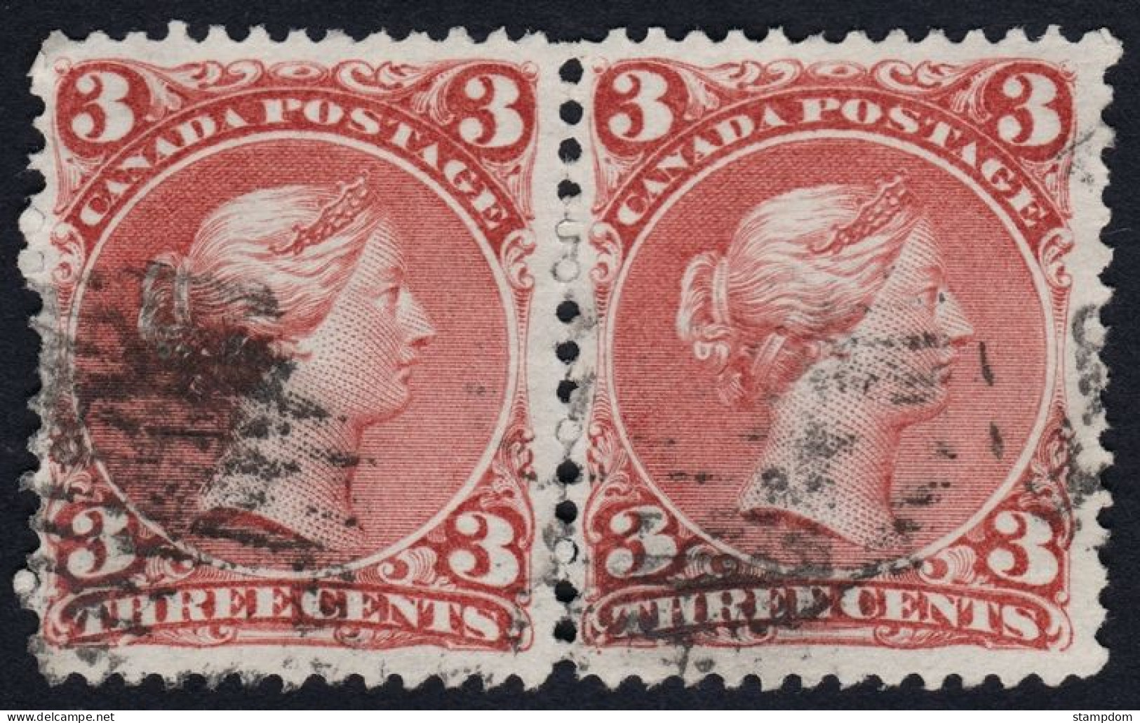 CANADA 1886 QV 3c Sc#25 Pair P12 - USED @P970 - Usati