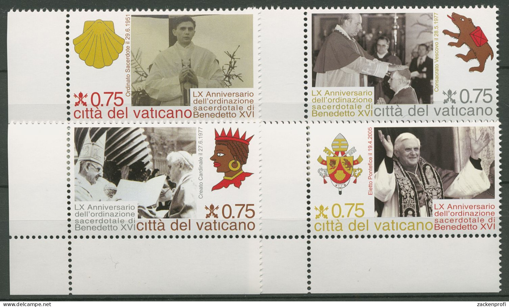 Vatikan 2011 Papst Benedikt XVI. 1712/15 Postfrisch - Unused Stamps
