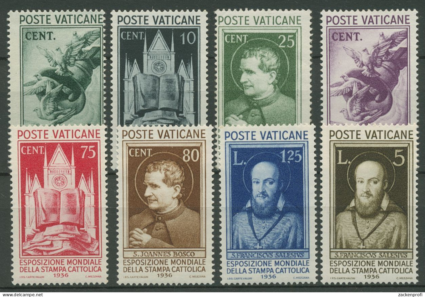Vatikan 1936 Weltausstellung Der Katholischen Presse 51/58 Ungebraucht, Mängel - Neufs