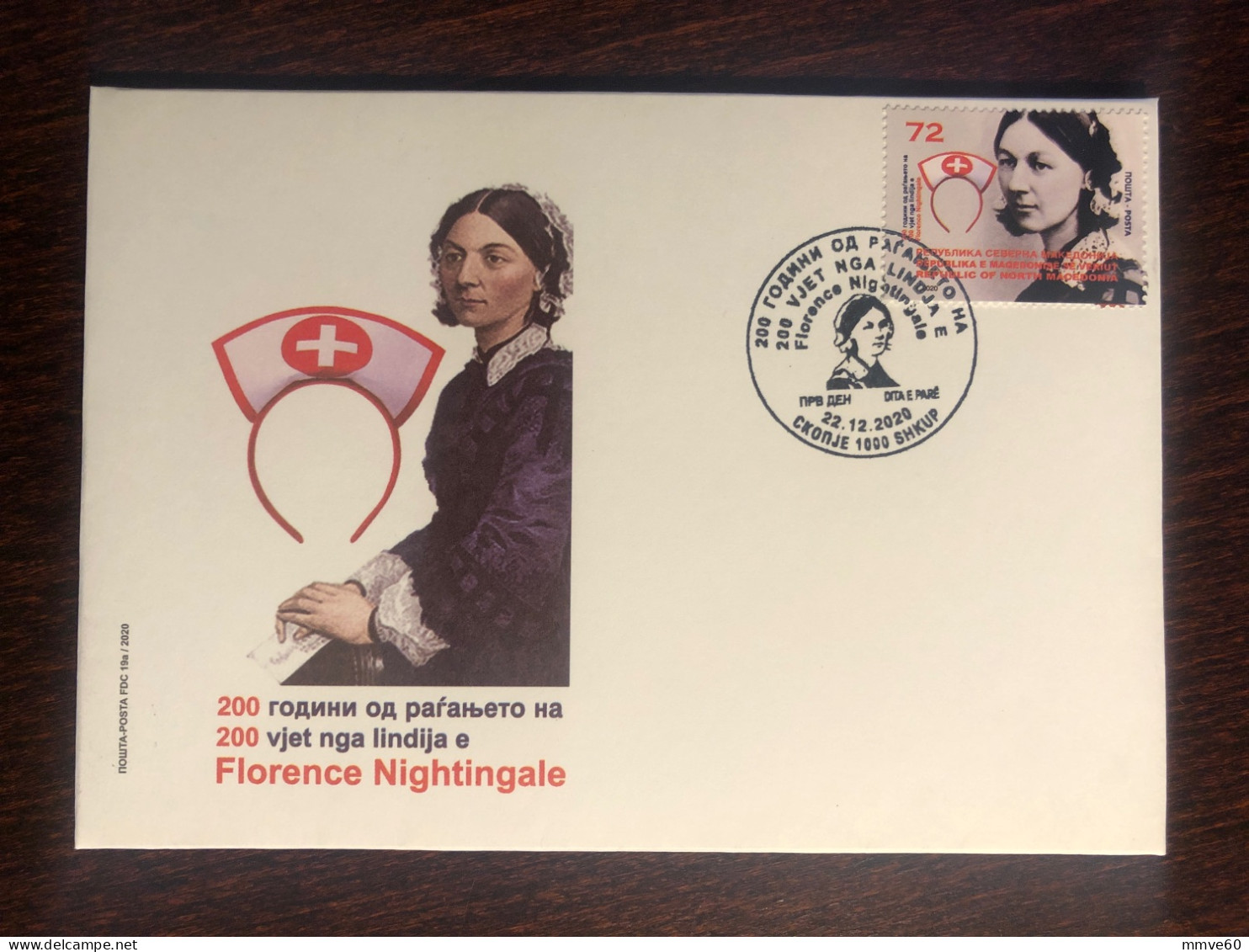 MACEDONIA FDC COVER 2020 YEAR NIGHTINGALE NURSE RED CROSS HEALTH MEDICINE STAMPS - Nordmazedonien