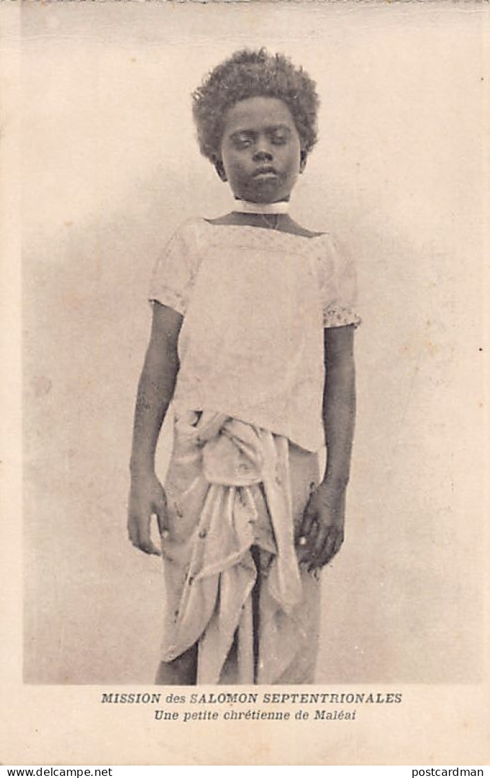 Papua New Guinea - A Christian Girl From Maleai (Malai, Island Of Magusaiai) - Publ. Mission Des Salomon Septentrionales - Papua-Neuguinea