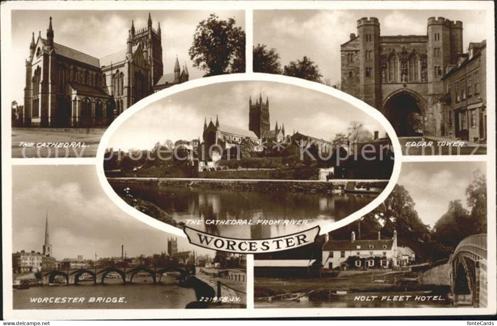 11732550 Worcester Cathedral Edgar Tower Bridge Holt Fleet Hotel Valentine's Pos - Altri & Non Classificati