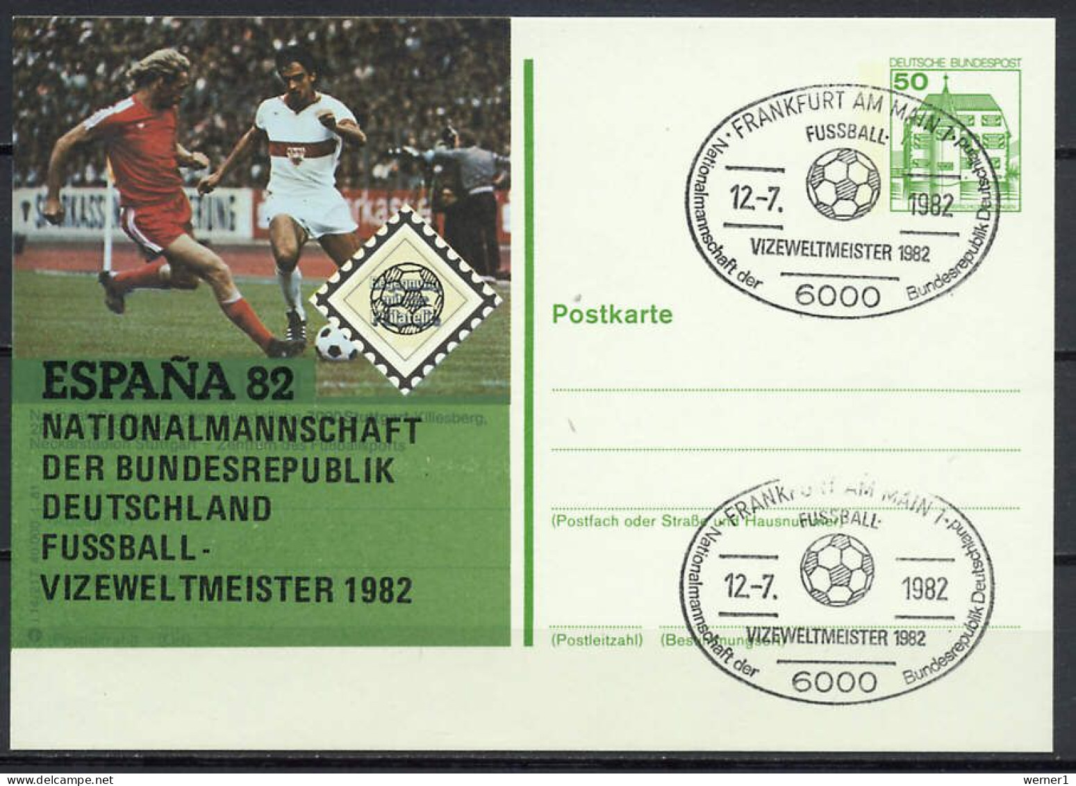 Germany 1982 Football Soccer World Cup Commemorative Postcard, Germany Vice Champion - 1982 – Spain