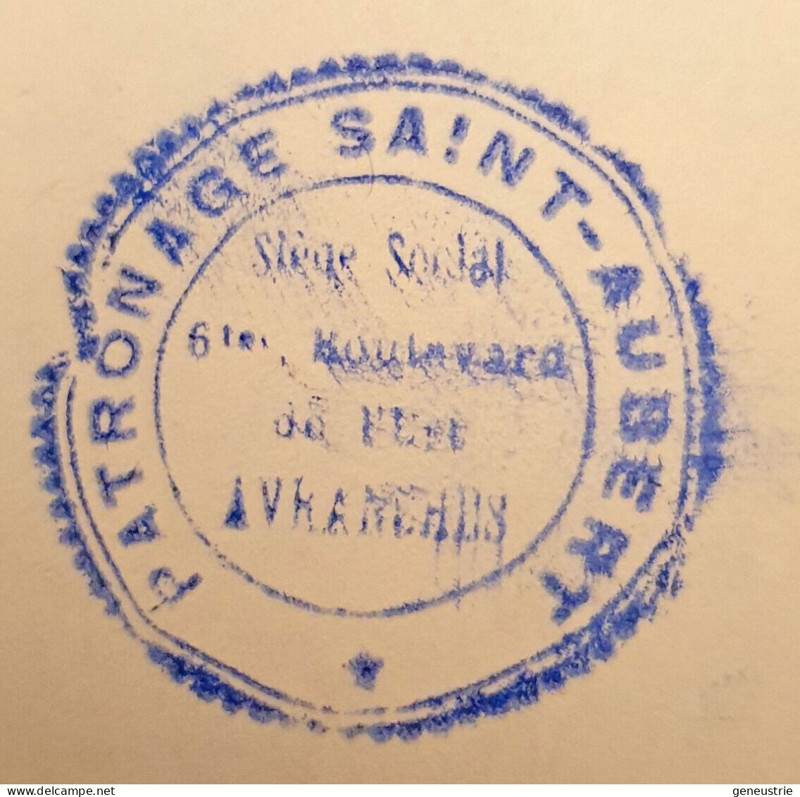 Tampon Cachet Caoutchouc "Patronage Saint Aubert - Avranches" Normandie - Religion & Esotérisme