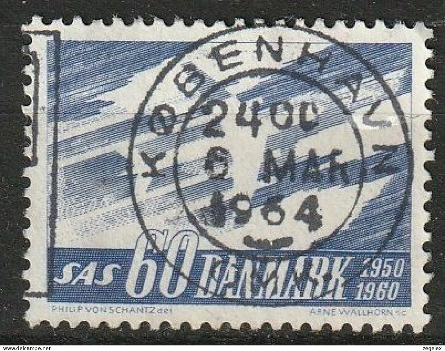 Danmark 1961 SAS Airlines - FLUOR MiNr. 388Y Used - Usado