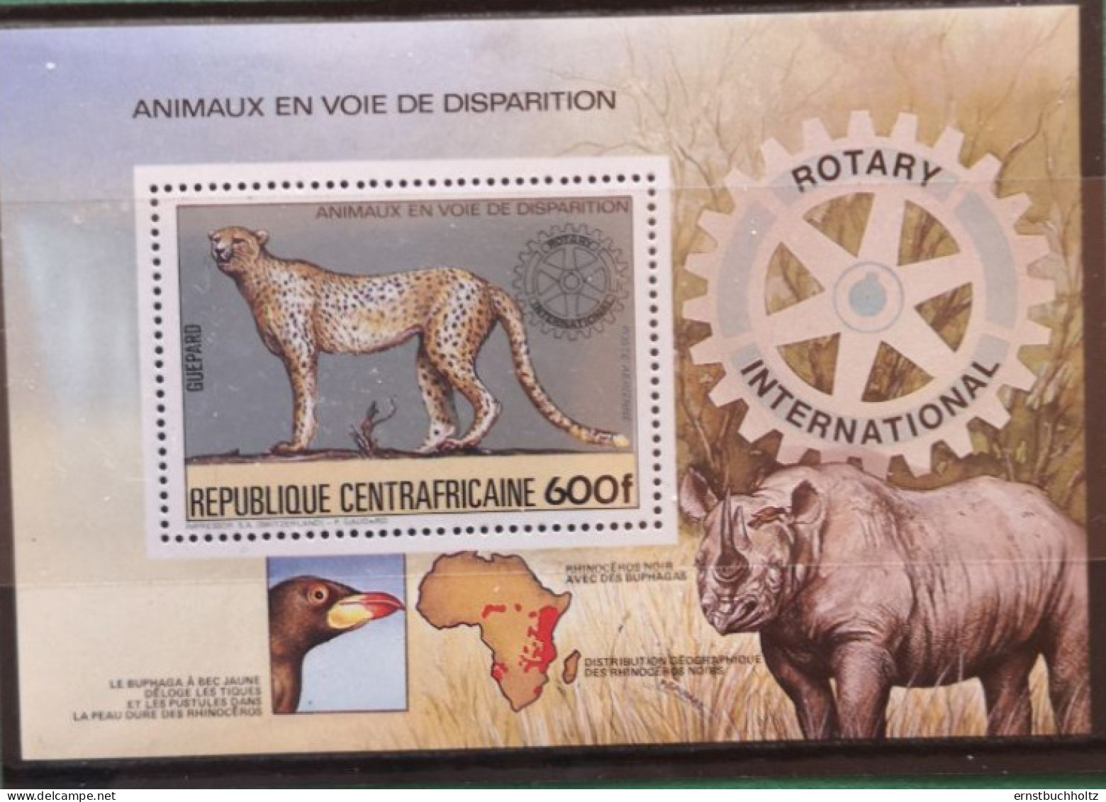 Zentralafrika 1983 Rotary Gepard Block Mi B265** - Central African Republic