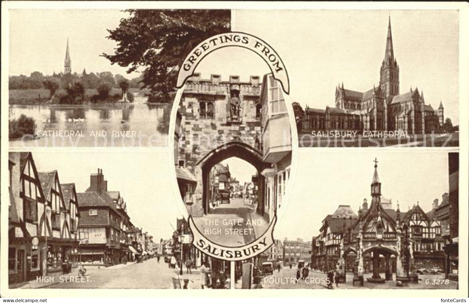 11732297 Salisbury Wiltshire Cathedral And River Gate High Street Poultry Cross  - Andere & Zonder Classificatie