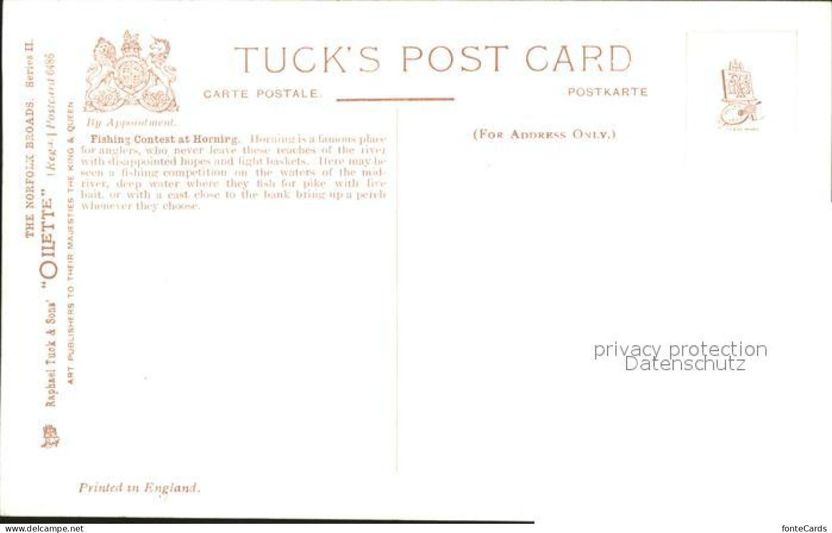 11732271 Horning Fishing Contest Tucks Post Card Oilette Series II Kuenstlerkart - Andere & Zonder Classificatie